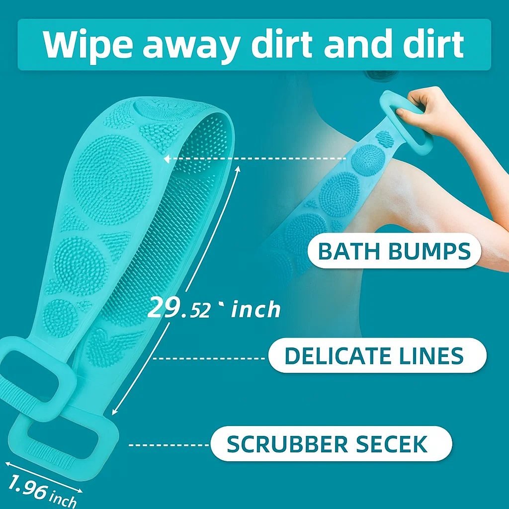 Silicone Body Bath Brush Scrubber Belt - Image 2