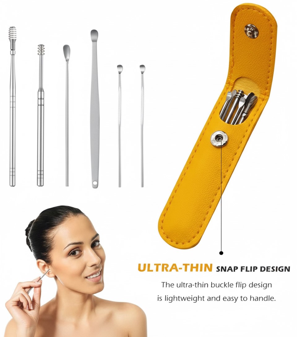 Glamorix 6PCS Ear Wax Remover Stainless Steel kit - Image 7