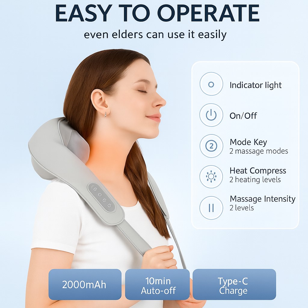 Neck Shoulder Massager with Heat & Vibration - Image 4